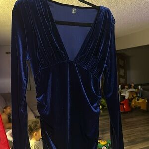 Navy blue velvet dress